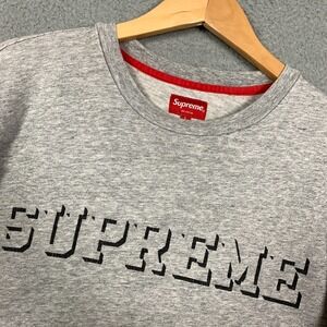 Supreme Long Sleeve Shirt Men's Large L Grey Heather Spell Out Logo Crewneck Tee